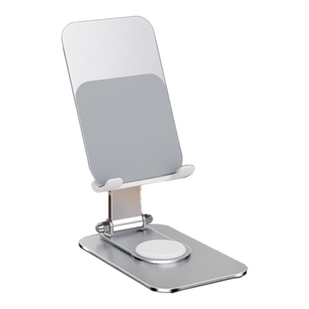 Suport pentru Telefon, Flippy, Suport Pliabil pentru Streaming, din Aliaj de Aluminiu, Compatibil cu Tableta, pentru Birou, 14.6 x 11.5 x 7 cm, Aurora Silver