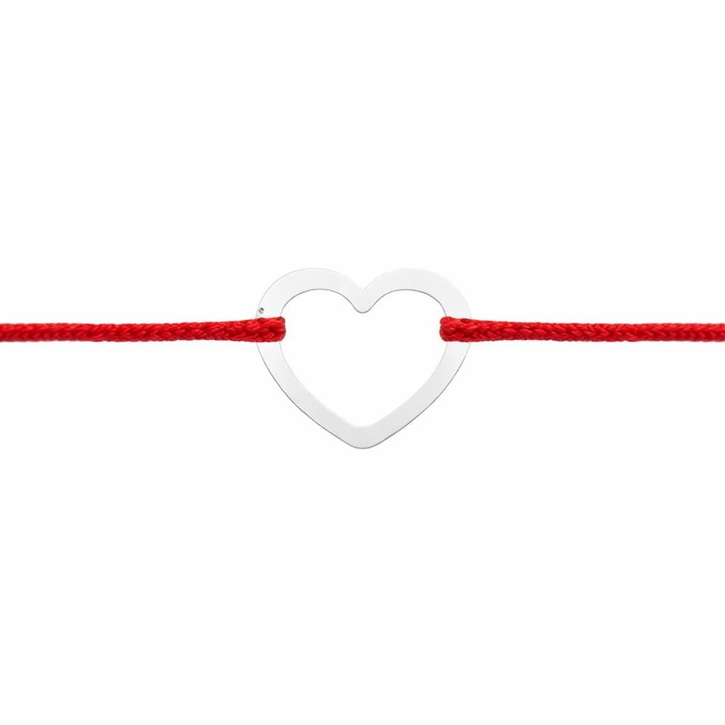 Bratara Martisor, Jolie Silver, Model Inima Decupata, Argint 925, Snur Textil , 7.5 x 4.5 cm, Argintiu