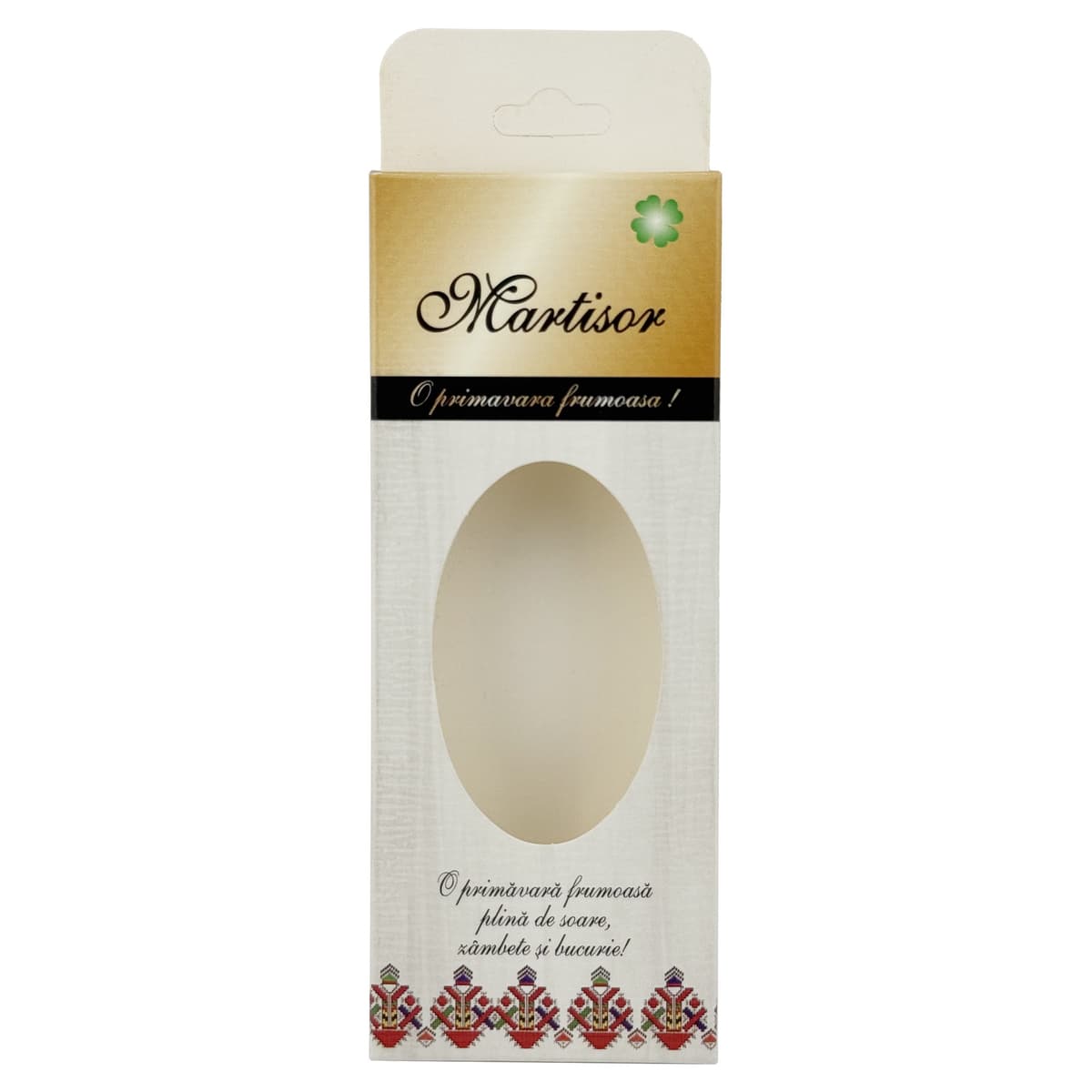 Ambalaje de Carton pentru Martisoare, Flippy, Set 100 Bucati, Cutii Brosa, Model Motive Populare cu Decupaj Oval, Auriu