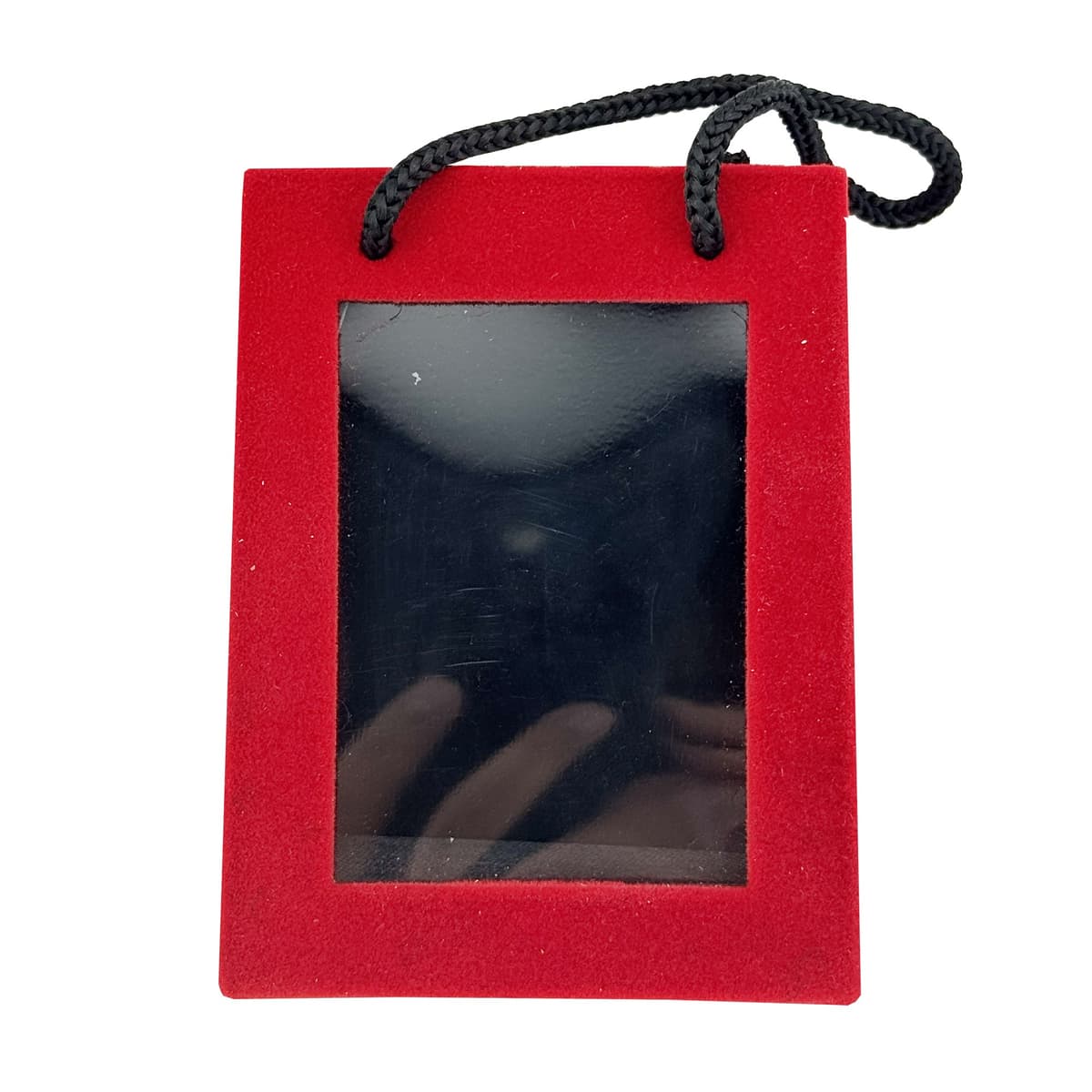 Set 12 Cutii pentru Martisoare Flippy, Forma Gentuta cu Capac Transparent tip Display, Catifea Rosie, 65x85x40 mm