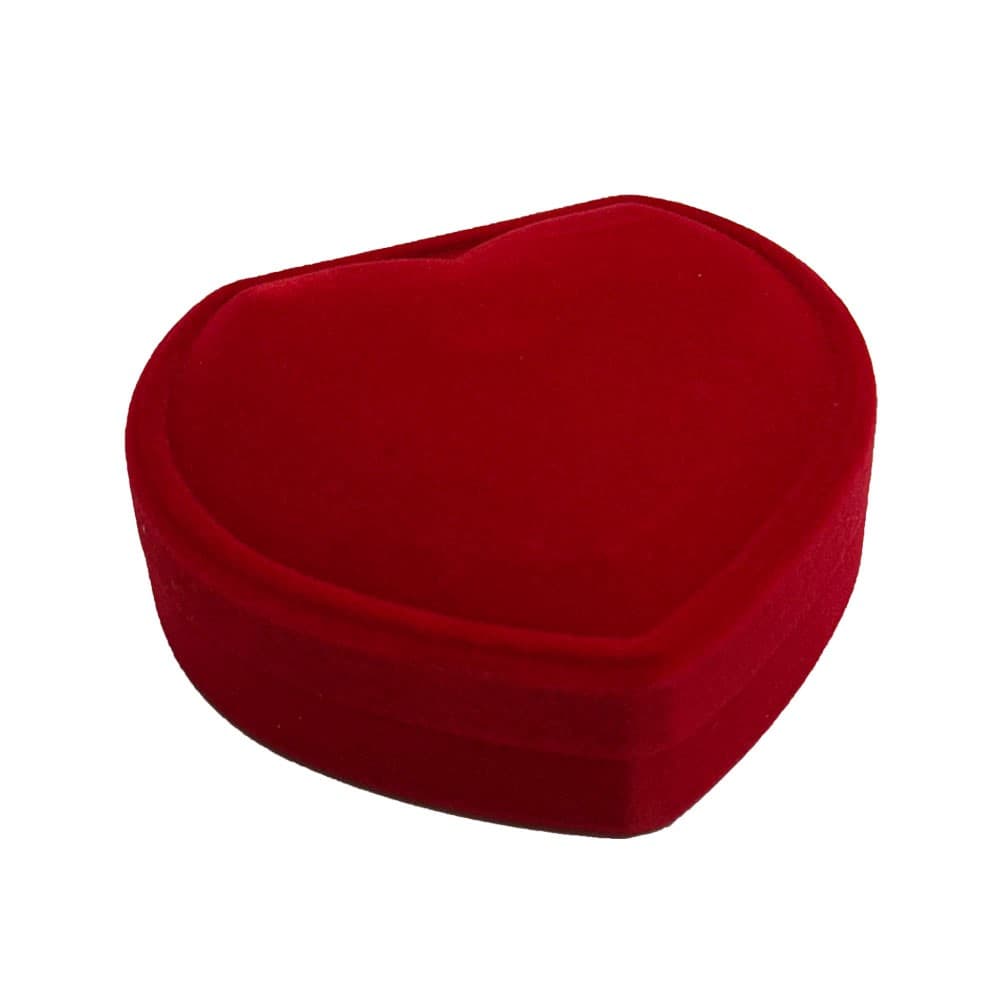 Set 12 Cutii de Bijuterii, Flippy, Forma Inima, Exterior Catifea Rosie, pentru Ocazii Speciale, Usor de Transportat, 90x80x45 mm, Design Elegant