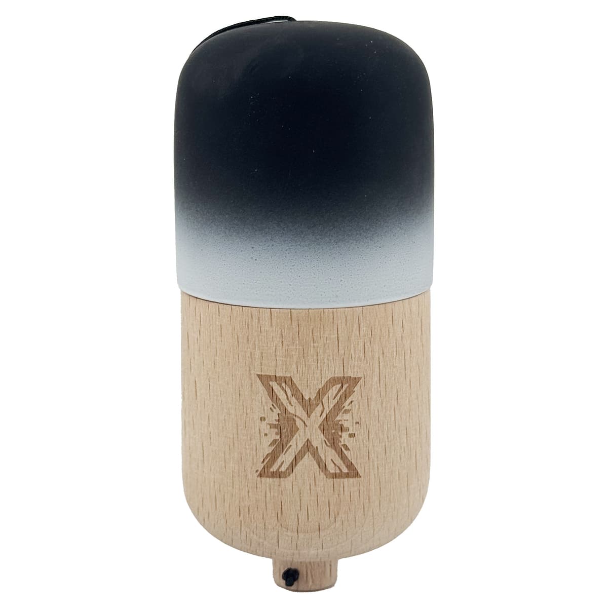 Kendama Pill X Originala, Flippy, Profesionala Model Rubber Grip Pilula, din Lemn, Varsta 9+, Ata 62/65 cm, 11 x 5 x 5 cm, Gradient Negru/Alb