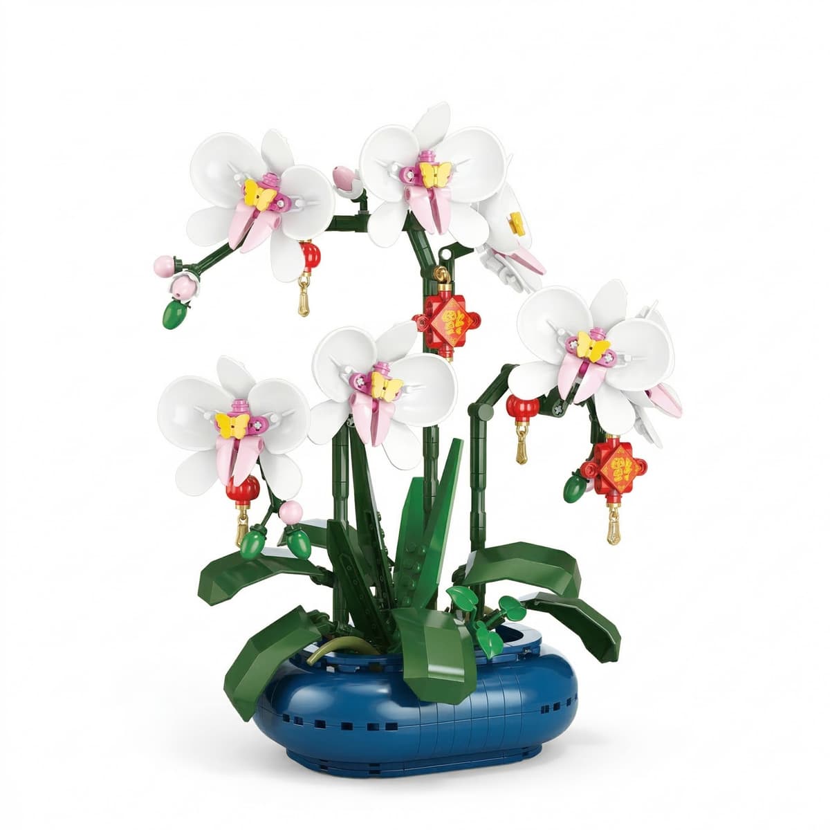 Set de Constructie Flippy, Orhidee in Vaza, 587 piese, 6+ ani, Planta Artificiala, Decor Floral Elegant, Idee de Cadou