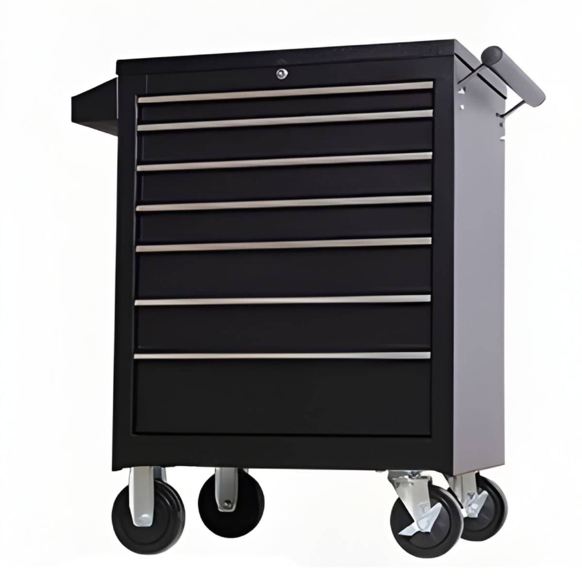 Dulap Mobil pentru Scule, Flippy, 7 Sertare, cu Incuietoare, pe Roti cu Frana, Maner Lateral, 61.5 x 33 x 79 cm, Negru