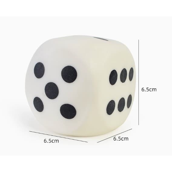 Jucarie Antistres, Flippy, Squishy Zar Gigant, Model Jumbo Slow Rising,Material Eco Premium, Non-Toxica,Jucarie Senzoriala pentru Relaxare, 6.5 x 6.5 cm, Alb/Negru