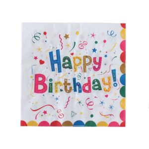 Servetele de Masa pentru Zile de Nastere, Flippy, Servetele de masa Tematice Happy Birthday, Set 20 buc, Unisex, din Hartie, 33 x 33 cm, Alb Multicolor